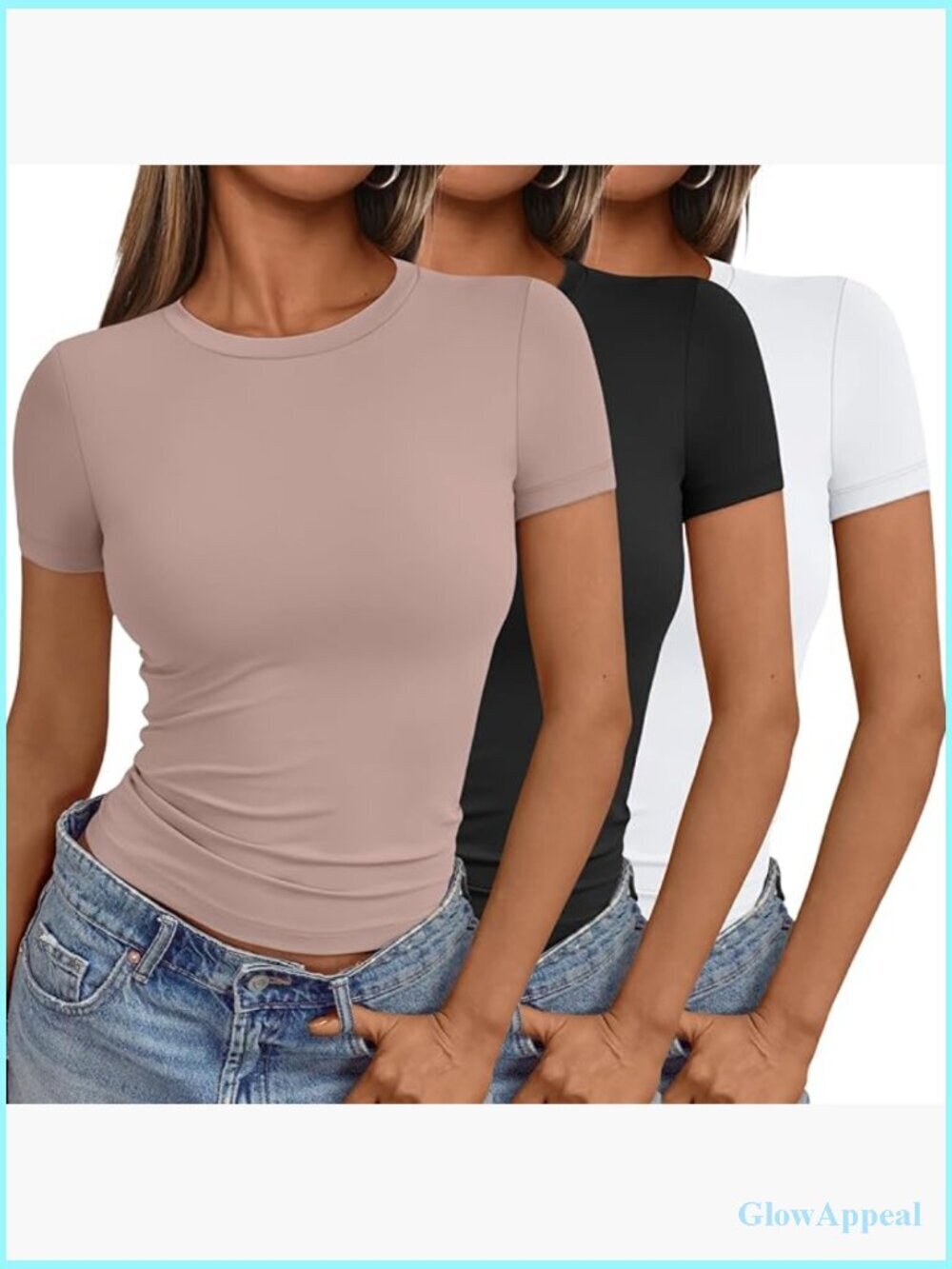 Slim Fit Crop Top 3-Pack Polyester Spandex Short Sleeve Y2K Summer